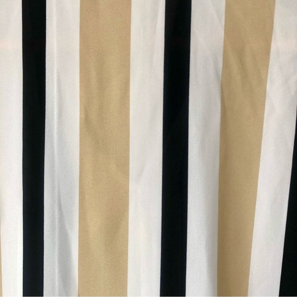 NEW YORK & COMPANY Black White & Beige Vertical Stripes Blouse - Women's Medium - Picture 7 of 9